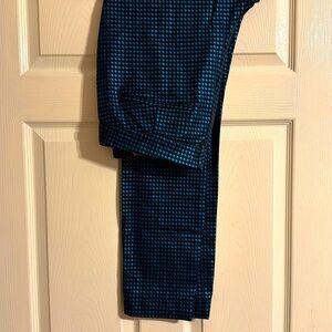 Black and Electric Blue Pixie Houndstooth Slacks